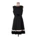 Calvin Klein Cocktail Dress - A-Line Crew Neck Sleeveless: Black Dresses - Women's Size 10