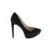 Jessica Simpson Heels: Slip-on Platform Cocktail Party Black Solid Shoes - Women's Size 7 1/2 - Almond Toe