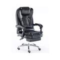 ZITTRO Boss Chair Computer Office Chair Massage Leather Chair Telescopic Footrest Boss Chair Reclining Swivel Chair-Massage Lumbar Pillow Black elegant