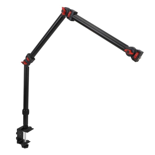 Asixxsix Camera Arm Clamp Mount Stand, Adjustable Articulating Arm with 1/4in Screw, Universal Heavy Duty Articulated Camera Arm Articulating Table Mount for Video Recording, Live Streaming