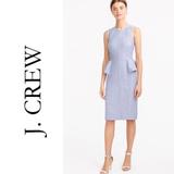 J. Crew Dresses | J. Crew Womens 100% Linen Peplum Dress 2 Blue Sleeveless Back Zipper New | Color: Blue | Size: 2