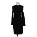 Club Monaco Casual Dress - Sheath High Neck Long sleeves: Black Print Dresses - Women's Size X-Small