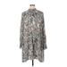 By Anthropologie Casual Dress - Mini High Neck Long sleeves: Gray Paisley Dresses - Women's Size X-Large - Print Wash