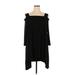 Chico's Casual Dress - Mini Cold Shoulder Long sleeves: Black Solid Dresses - Women's Size X-Large