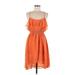 Forever 21 Casual Dress - High/Low Scoop Neck Sleeveless: Orange Print Dresses - Women's Size Medium