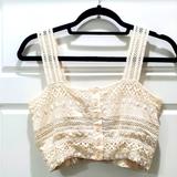 American Eagle Outfitters Tops | American Eagle Cream Crochet Lace Sleeveless Crop Top Boho Festival Women Xs | Color: Cream | Size: Xs