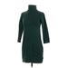 Urban Outfitters Casual Dress - Sweater Dress High Neck 3/4 sleeves: Green Print Dresses - Women's Size Small