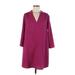Lush Casual Dress - Mini V Neck 3/4 sleeves: Burgundy Dresses - Women's Size Medium