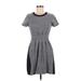Madewell Casual Dress - Mini High Neck Short sleeves: Gray Marled Dresses - Women's Size 6