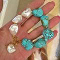 Free People Jewelry | Howlite Turquoise Stone Bracelet | Color: Gold/White | Size: Os