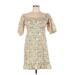 Obey Casual Dress - Mini: Ivory Print Dresses - Women's Size Large