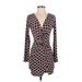 Privy Casual Dress - Mini V-Neck Long sleeves: Burgundy Dresses - Women's Size Small