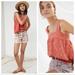 Anthropologie Tops | Anthropologie Sylvia Embroidered Button Down Back Tank Top Small | Color: Red/Tan | Size: S
