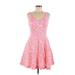 Lilly Pulitzer Casual Dress - Mini V Neck Sleeveless: Pink Print Dresses - Women's Size 6