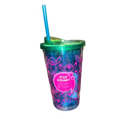 Disney Dining | Disney Parks Merchandise Lilo & Stitch Fruit Infuser 20 Oz Tumbler & Straw Nwt | Color: Blue/Pink | Size: 20 Oz