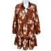 American Eagle Outfitters Dresses | American Eagle Made In Italy Collection Floral Babydoll Floral Ruffle Dress | Color: Brown/Tan | Size: S