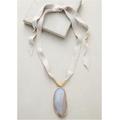 Anthropologie Jewelry | Anthropologie Grey Agate Pendant Necklace Nwt | Color: Silver/White | Size: Os