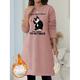 Damen Sweatshirt-Kleid Minikleid Sherpa Fleece gesäumt Warm Outdoor Urlaub Ausgehen Rundhalsausschnitt Bedruckt Katze Buchstabe Regular Fit Rosa Blau Grau S M L XL XXL