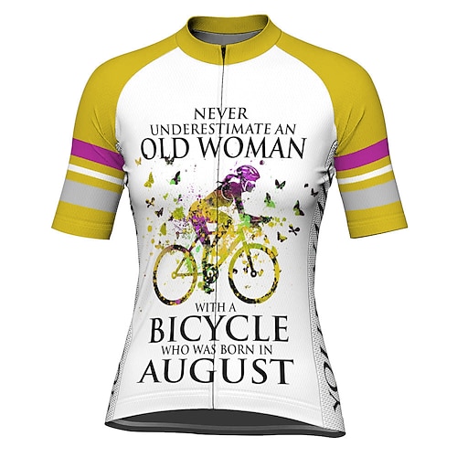 Damen Radtrikot Grafik Schmetterling Lustig Kurzarm Fahhrad Trikot Oberteil mit 3 Gesäßtaschen Mountainbike MTB Straßenradsport Schnelltrocknend Reflektierende Streifen Rückentasche Image