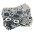 Ambesonne Navy Blue Place Mats Set of 4 Wild Monochrome Flowers Standard Dark Petrol Blue Coconut in Blue/Gray/White | Wayfair ser_sd1876