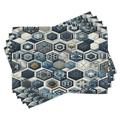 Ambesonne Navy Place Mats Set of 4 Exotic Boho Honeycomb Standard Ecru Almond Slate in Blue | Wayfair ser_sd1866