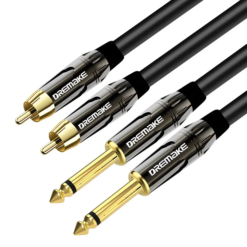Cavo da RCA a 6,35 mm da 2 1/4 pollici TS a 2 RCA maschio a maschio Cavo adattatore audio stereo per microfono Mixer Amplificatore scheda audio