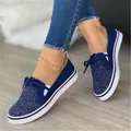 Scarpe da donna in tela elastico Sneakers Casual Slip On tinta unita scarpe da Tennis da donna