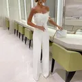 2023 donna reggiseno di piume bianche moda Sexy elegante tuta abiti da sera tuta da pescatore donna