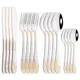 Set di posate da tavola placcate in oro Set di posate di lusso Coltello forchetta cucchiaio in acciaio inossidabile Set di posate per stoviglie Royal Western
