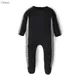 2024 Newborn Baby Boy Girl Spring Jumpsuit Romper Houdstooth Stretchie Soft Cotton Black Babygrows