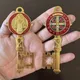 2Pcs/Set Enamel Double Side Saint Benedict 12cmX5cm Key Blessing For Protection - Medalla de san