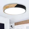 LED Wood Ceiling Light 24W Cool White - Black Wood Ceiling Light 2400LM 6000K - Grey LED Ceiling