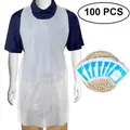 100PCS Disposable Kitchen Aprons Plastic Waterproof Apron Individually Packing Gowns for Men Women