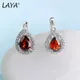 LAYA Pear Brilliant Cut Vintage Gemstone Natural Garnet Earrings For Women 925 Sterling Silver