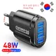 48W Korean USB Fast Charger KR Plug Quick Charger Mobile Phone Charger 3A Multi Charger 4 Ports USB