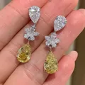 Flower Lab Topaz Diamond Dangle Earring Jewelry 925 Sterling silver Party Wedding Drop Earrings for