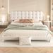 Latitude Run® Twin Size Upholstered Platform Bed w/ Soft Headboard, Solid Wood in White | Queen | Wayfair 2A79950FD1DD4A1BA03978CEC1D78189