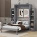 Red Barrel Studio® Full Size Murphy Bed Wall Bed w/ Shelves & LED Lights in Gray | Wayfair A58AA6655BC4425A82397F81DDF0F373