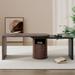 Latitude Run® 56.92" Modern L Shaped Desk In Walnut w/ 1 Cabinet & Open Storage,360° Wood Rotating Desk, Executive Office Desk, Corner Desk | Wayfair