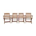 Ivy Bronx Foldable Patio Dining Set, 4 Folding Chairs Teak, Solid Wood in Brown | Wayfair BE9DAD7FDD944990AB1D73C10F7D0402