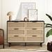 Latitude Run® elegant design Rattan storage dresser w/ six deep drawers & natural rattan drawer design in Brown | Wayfair