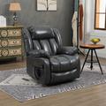 Inbox Zero Dual Motor Electric Medium size Power Lift Recliner Chair w/ Massage & Lumbar Heating, Leather in Gray | Wayfair