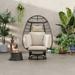 Patio Egg Chair Swivel Chair with Cushions, Outdoor Basket Lounger Chair, Swivel Basket Chair with Rocking Function for Garden