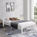 White Metal Queen Bed Frame with Head/Footboard - Modern, Under-Bed Storage