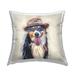 Stupell Collie Dog Happy Hat Printed Outdoor Throw Pillow Design by Kim Curinga