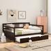 Full Size Multi-functional Daybed Wood Bed With Twin Size Trundle,Solid Construction,Space-saving