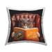Stupell Angry Cat Reading Dog Book Feline Pet Humor Printed Outdoor Throw Pillow Design by Lucia Heffernan
