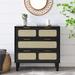 3 drawer dresser,modern rattan dresser cabinet with wide drawers and metal handles,farmhouse wooden storage chest of drawers