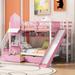 Twin over Twin Castle Style Bunk Bed With 2 Drawers,3 Shelves and Slide,Sturdy Frame,Kids Bedroom Sets