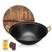 Handmade Cast Iron Wok 14.2" Large Woks Stir-Fry Pans with Dual Handle,Suitable for All Cooktops Uncoated Chinese Traditional